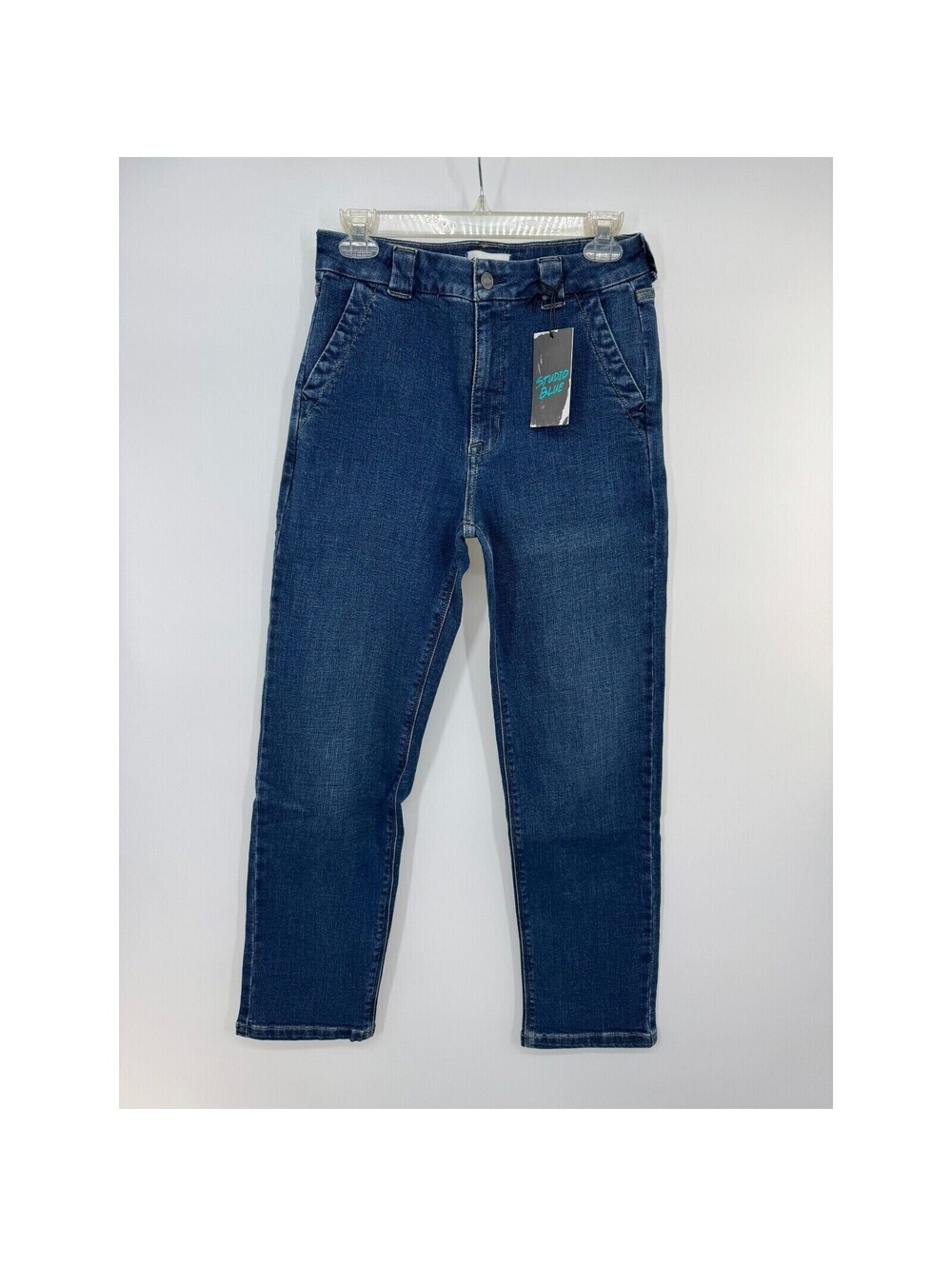 Studio Blue Womens Flat Front Denim High Rise Jeans Pocket Size 27 Blue NWT